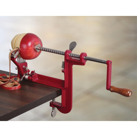 Johnny Apple Peeler lifestyle kitchen setting showcasing fast prep for pies and crisps