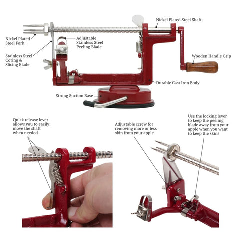 Johnny Apple Peeler produced uniform 1/4 inch apple rings ready for baking