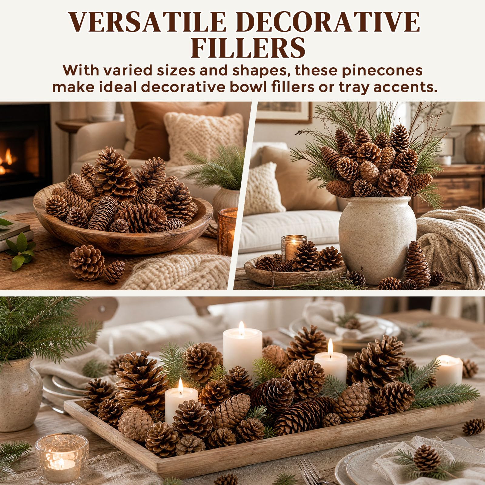JOHOUSE pinecones incorporated into a wreath demonstrating easy ornament use