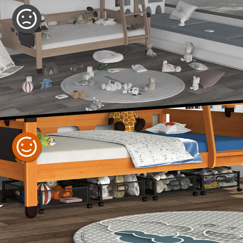 joibabe size comparison next to a ruler showing unfolded dimensions for correct fit under beds