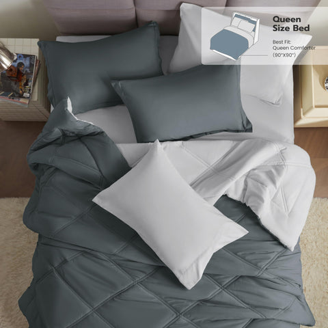 Joiedomi flat and fitted sheets spread flat showing smooth fabric and secure fit