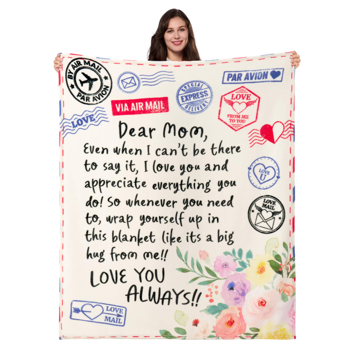 Joiedomi front view of colorful gift-ready blanket showing design and size benefits