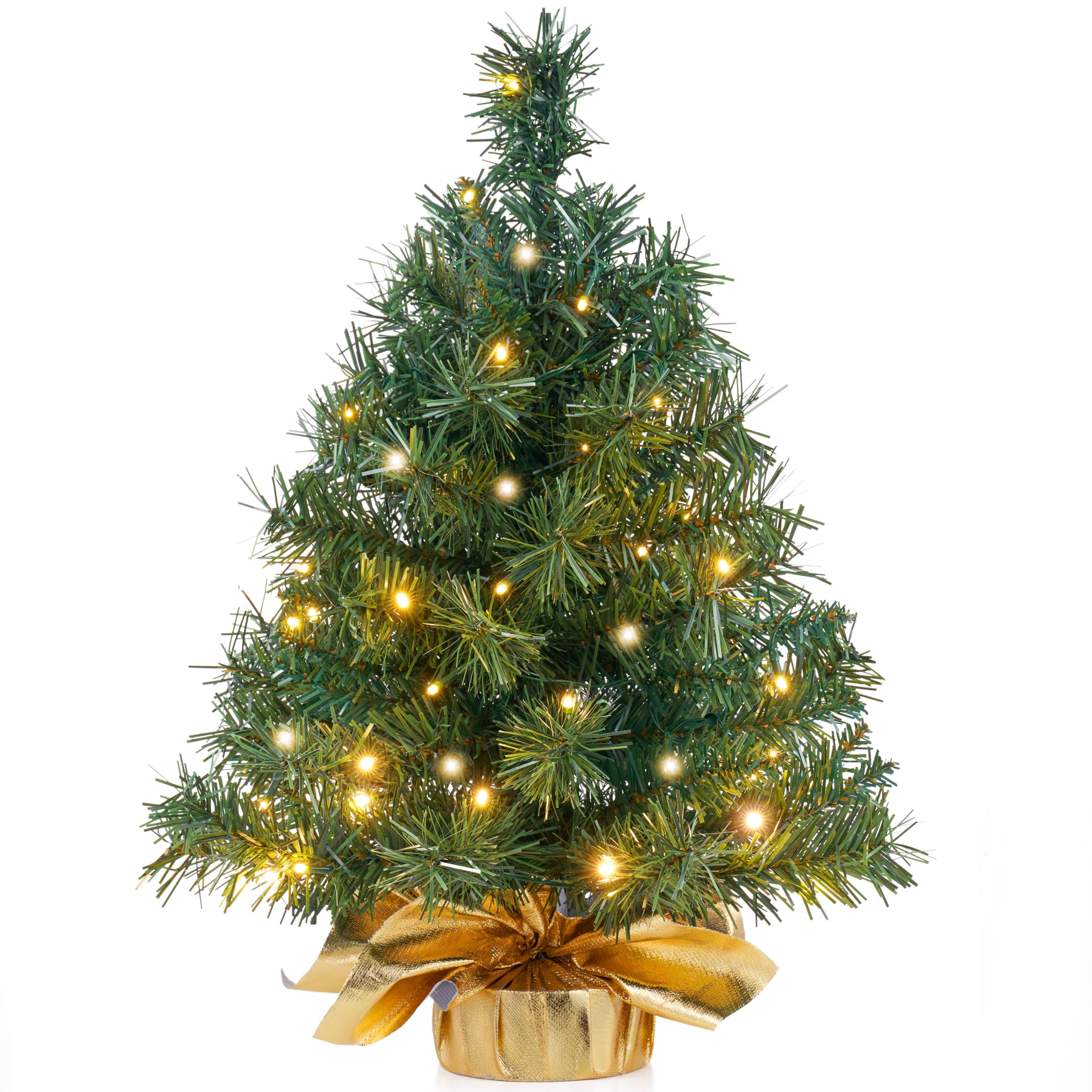 Joiedomi front view of 24-inch mini tree showing ideal tabletop placement and festive look