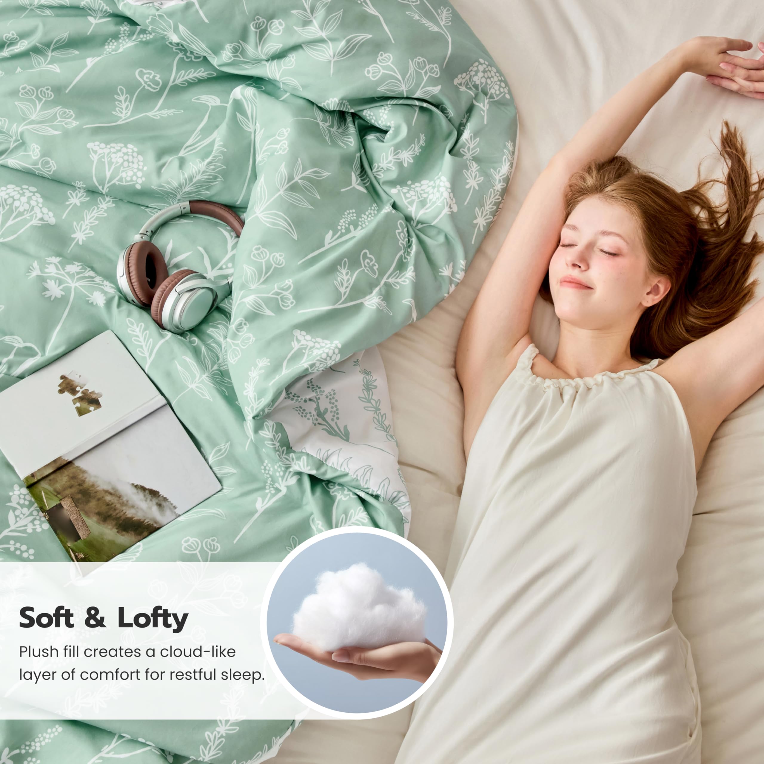 Joiedomi reverse sage side of comforter showing calming versatile styling option