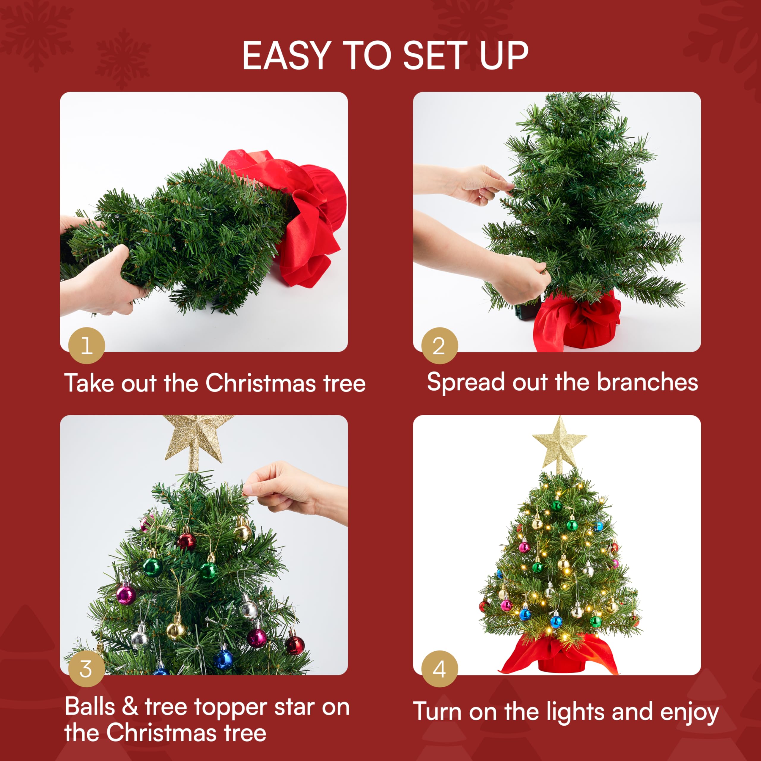 Joiedomi gold star treetop on tip showing polished accent and easy attachment benefit