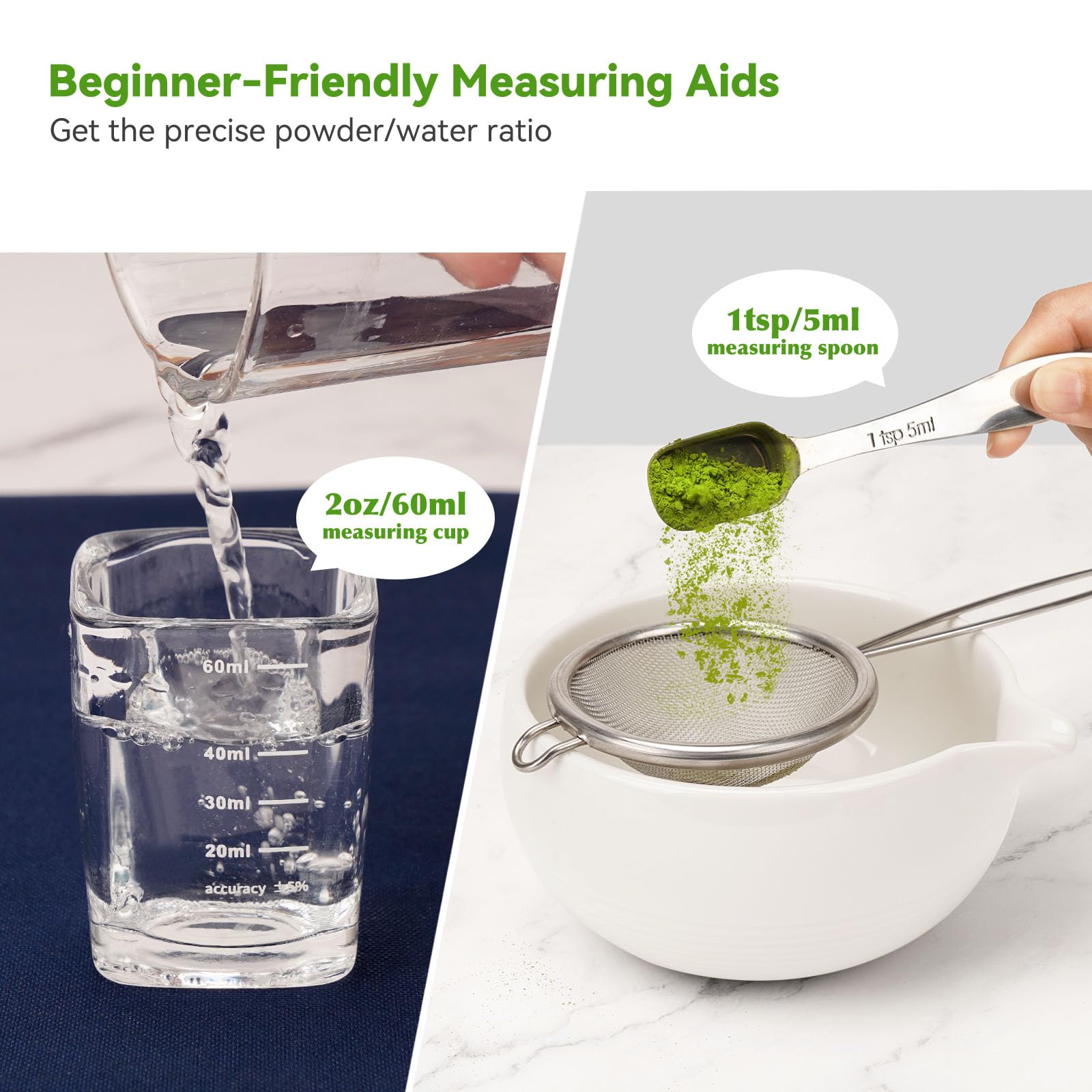 Joiish ceramic matcha bowl with pouring spout for tidy transfers