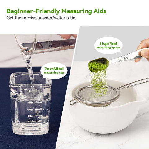 Joiish ceramic matcha bowl with pouring spout for tidy transfers