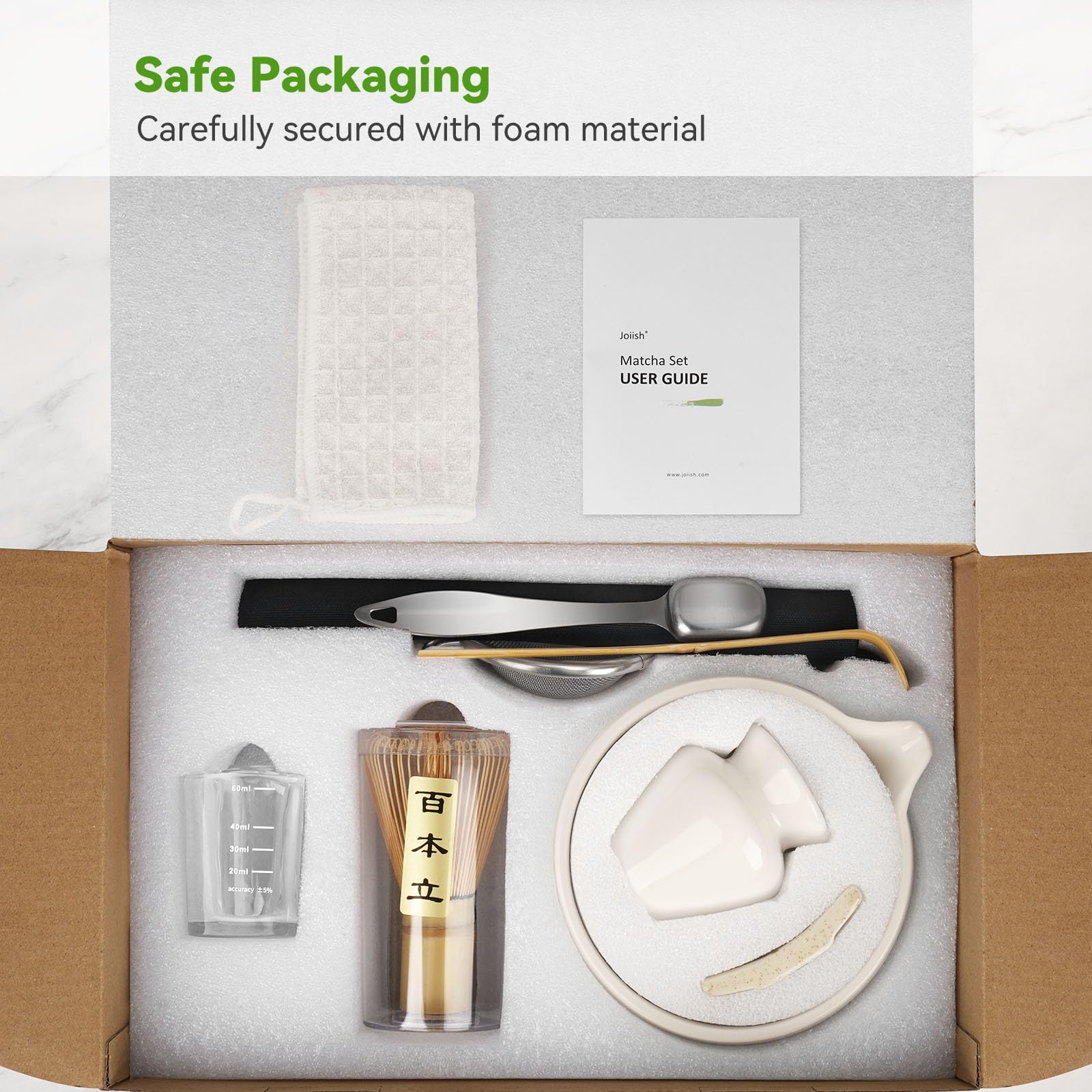 Joiish waterproof tea mat with tools to keep surfaces clean