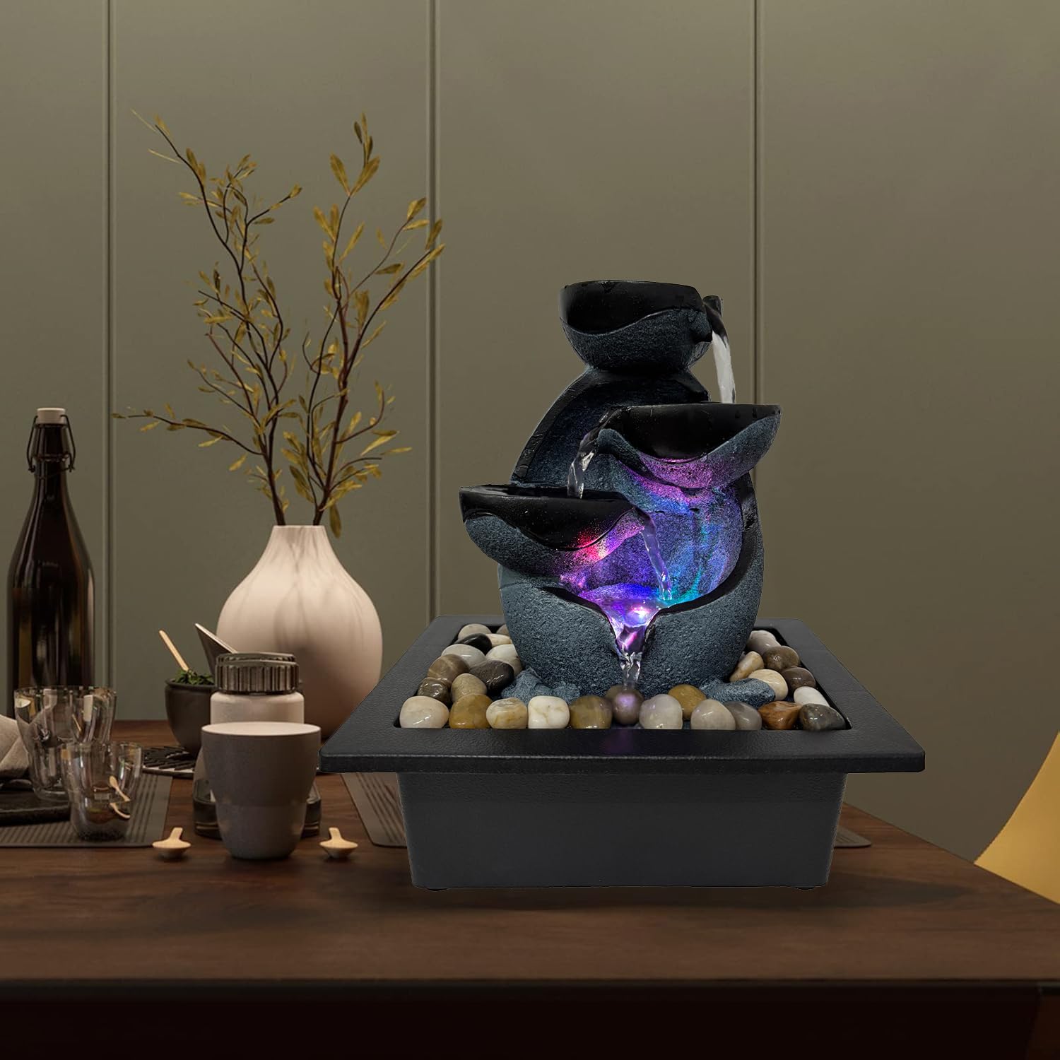 JOINDATAT fountain lifestyle bedside setting creating calm sleep-friendly atmosphere