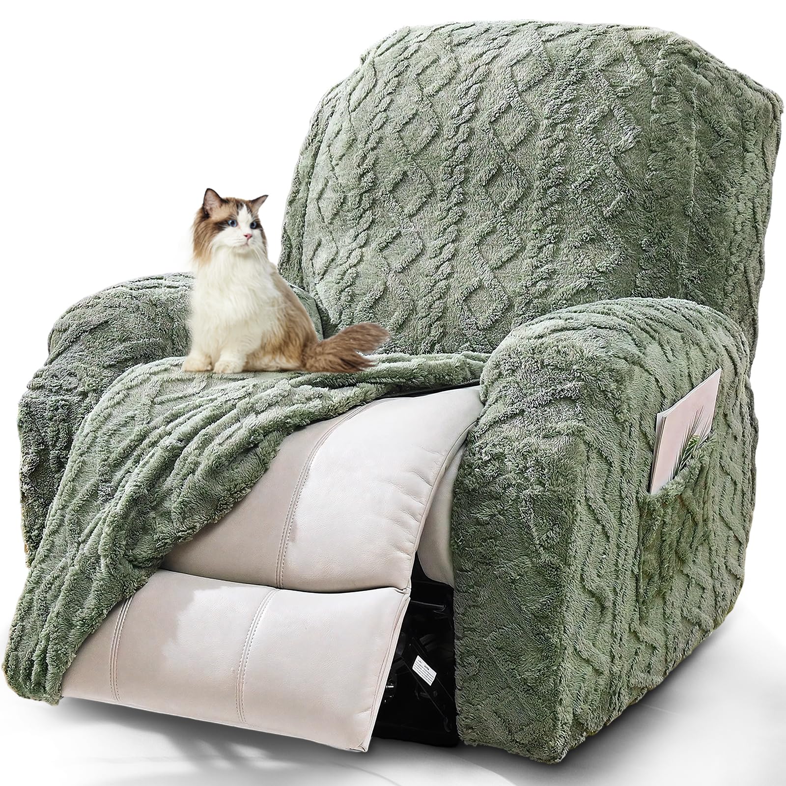 JOKIVTOU front view of covered recliner showing neat fitted look and protection