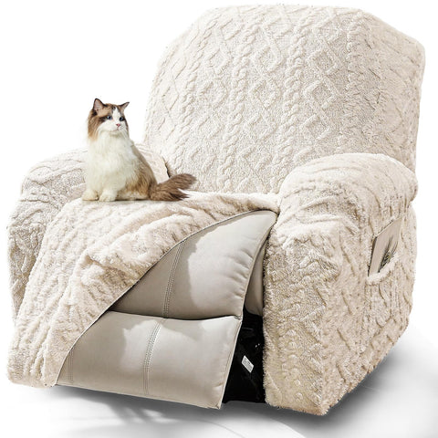 JOKIVTOU front view on recliner showing modern white protection and neat fit