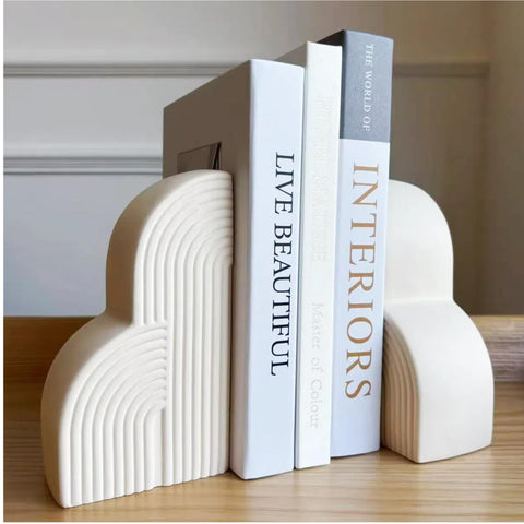 JolieJulie front view cream bookends showing stable support and chic look