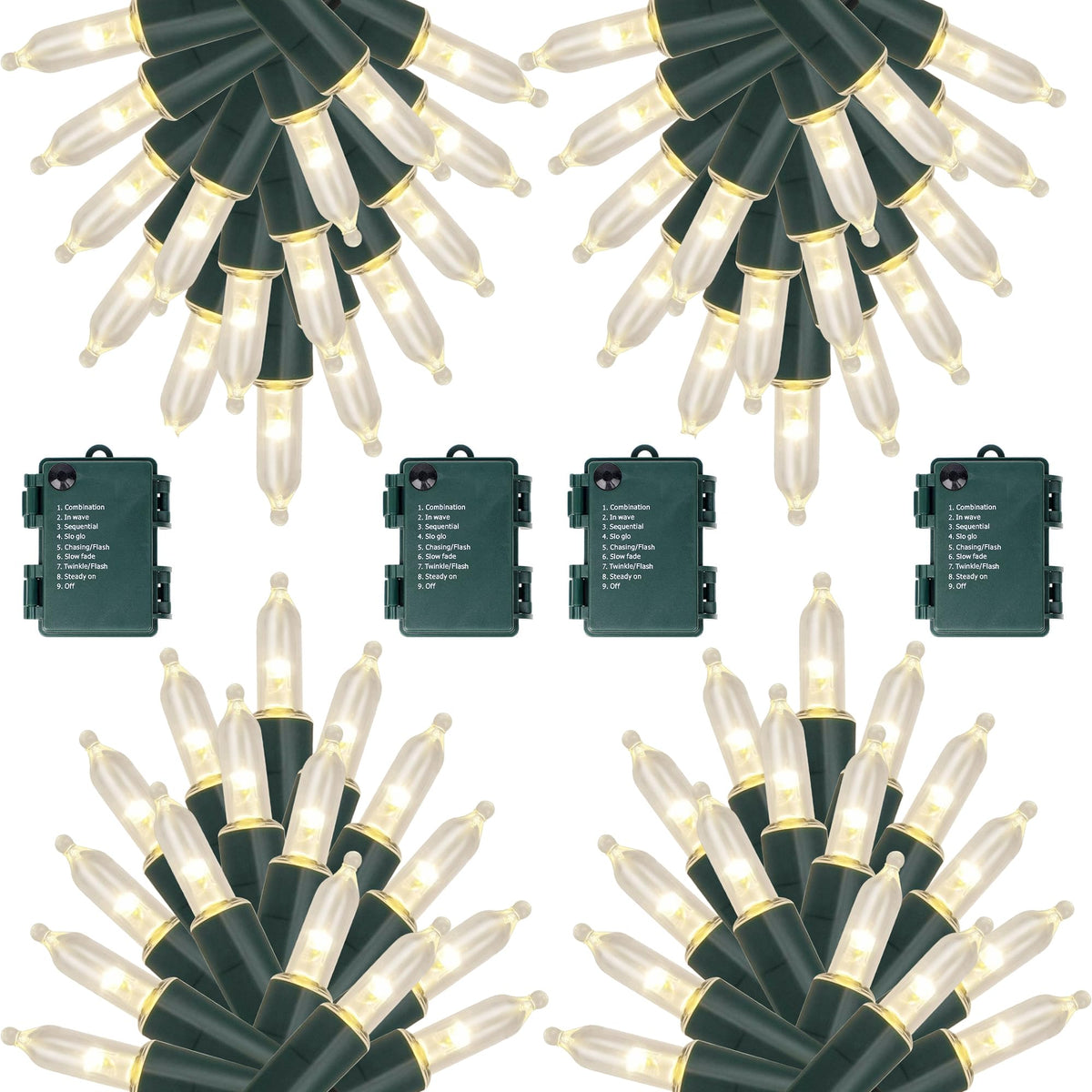 Joliyoou front packaging showing four 16ft warm white LED string light packs for easy décor