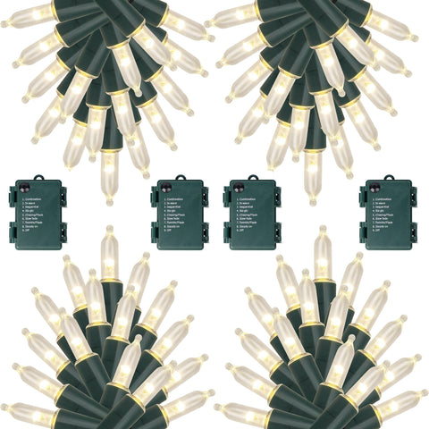 Joliyoou front packaging showing four 16ft warm white LED string light packs for easy décor