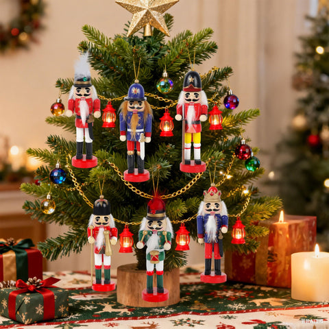 Clustered Joliyoou soldiers as a table centerpiece creating cohesive holiday decor and focal point