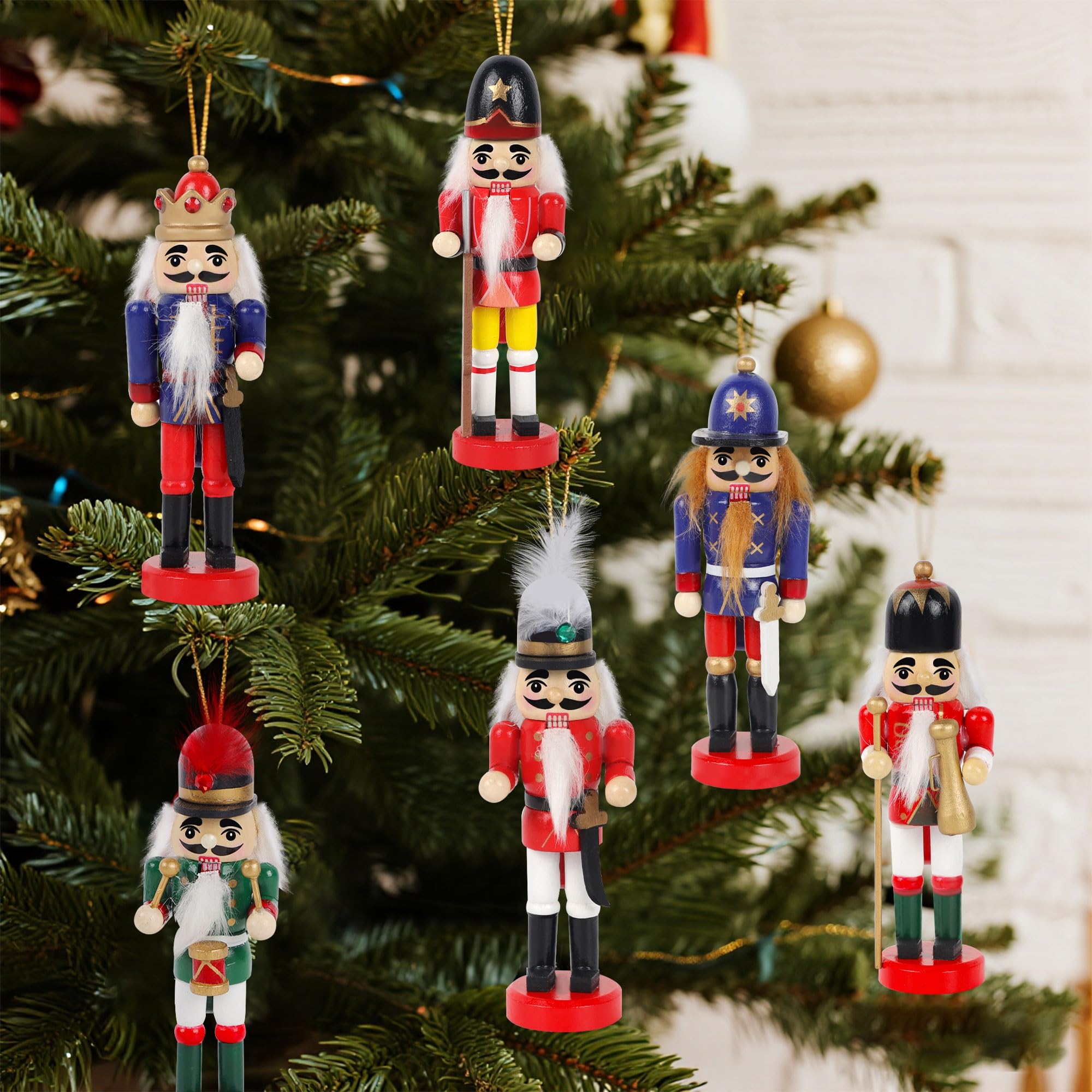 Joliyoou nutcracker standing on mantel providing classic seasonal accent and stable base