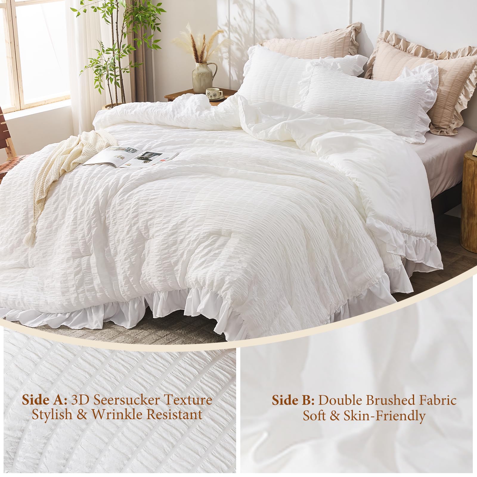 JOLLYVOGUE styled bedside with comforter creating inviting shabby-chic atmosphere