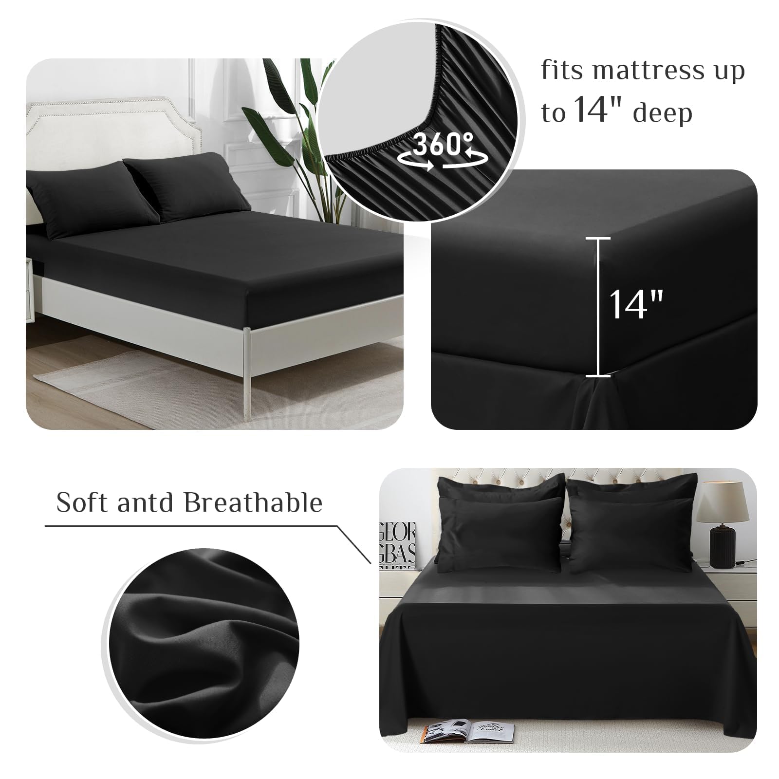 JOLLYVOGUE bed styled in black in a bedroom setting illustrating cozy aesthetic