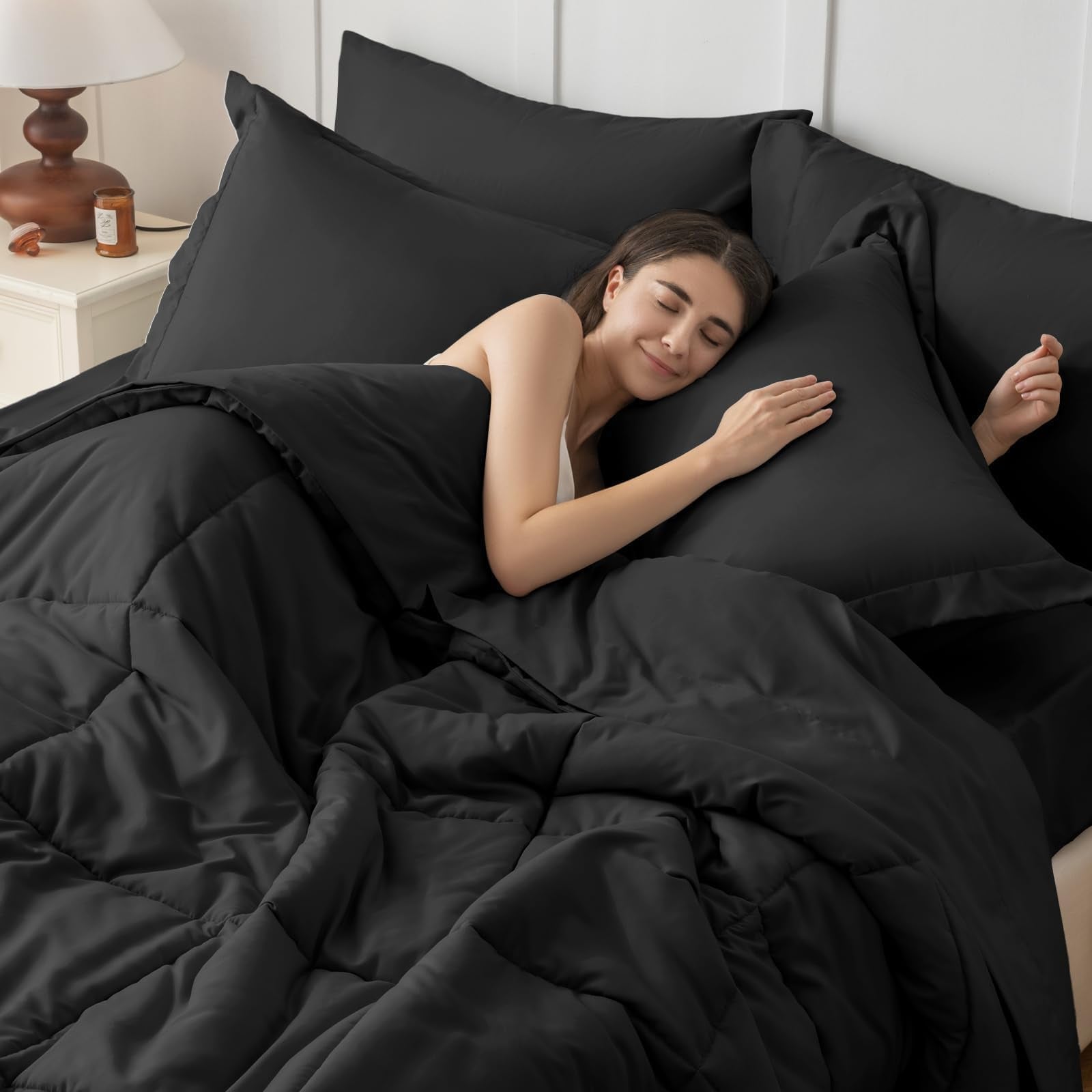 JOLLYVOGUE comforter beside ruler showing dimensions and true queen-size coverage