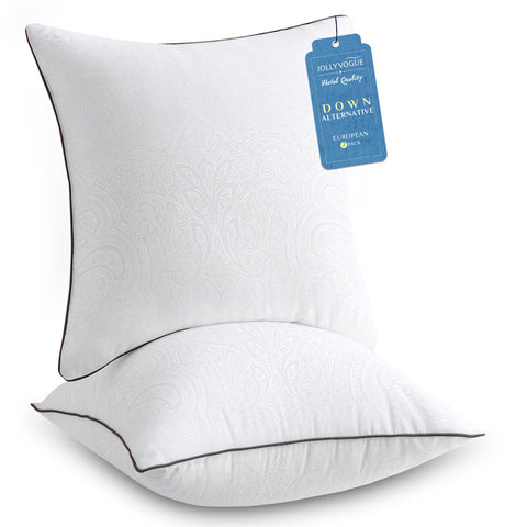 JOLLYVOGUE front view of two 26x26 euro pillows, stylish couch upgrade