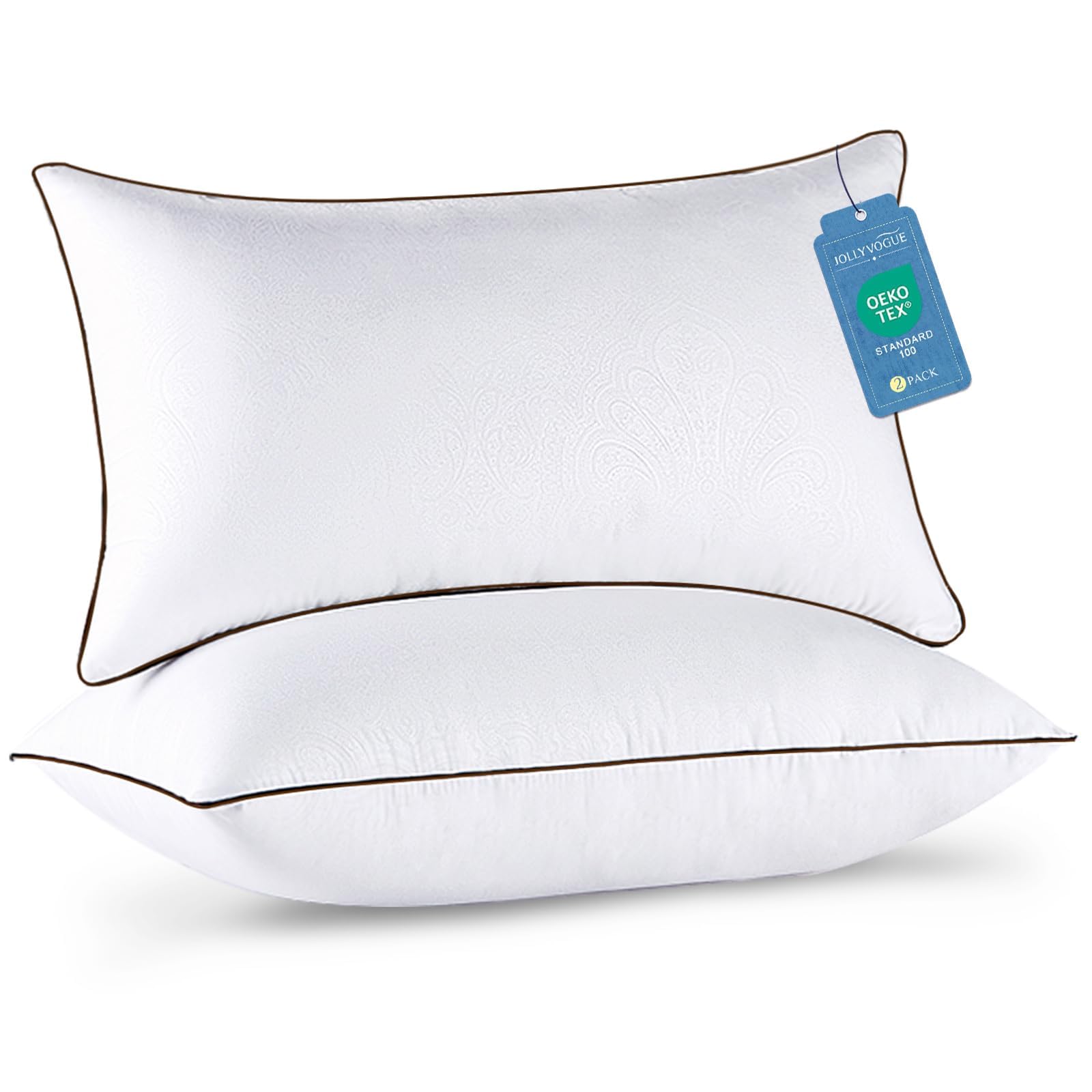JOLLYVOGUE front view of king pillows showing hotel-quality look and comfort