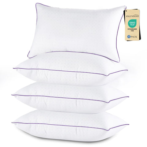 JOLLYVOGUE front packaging showing set of four pillows and neat presentation benefit