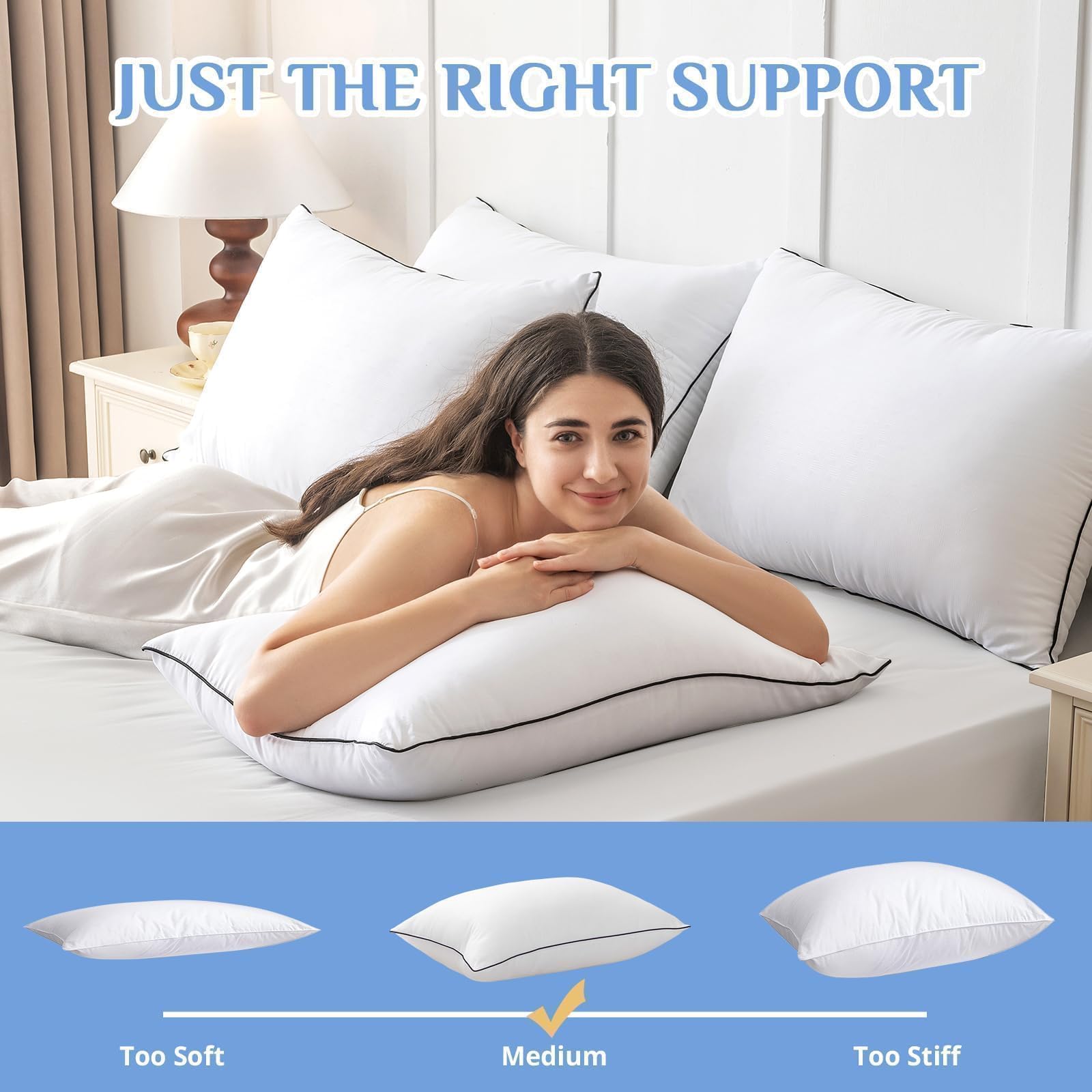 JOLLYVOGUE pillows styled on a made bed that creates a hotel-like look
