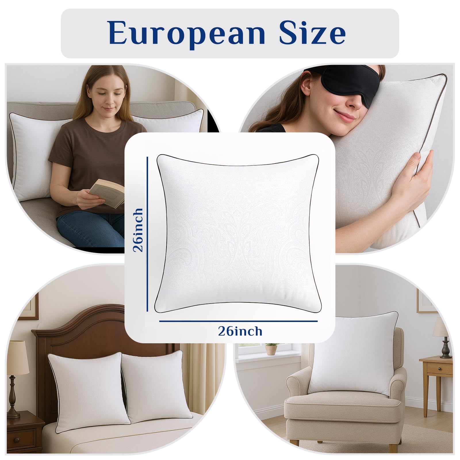 JOLLYVOGUE pair of euro pillows styled on sofa offering decorative comfort