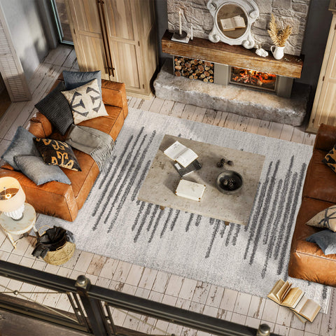 JONATHAN Y rug placed in a living room, creates layered modern boho style
