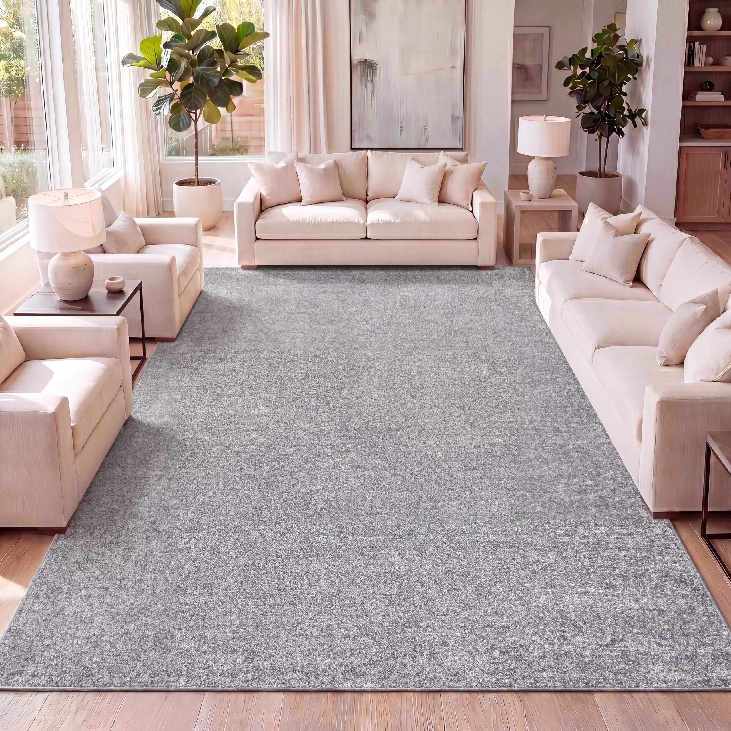 JONATHAN Y front view of 4x6 gray rug showing modern clean look and easy placement