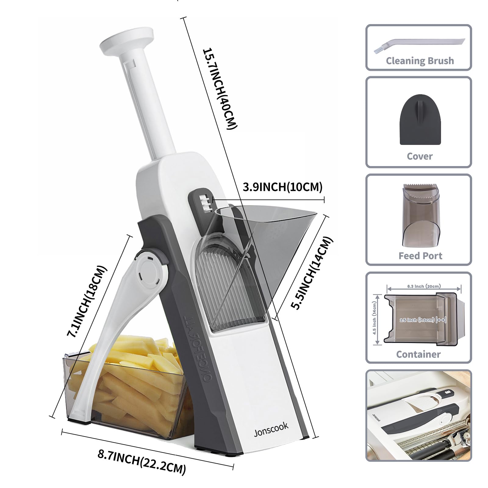 Jonscook lifestyle kitchen use with family-friendly safe slicing during meal prep