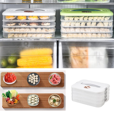 Jonvin container filled with dumplings demonstrating organized storage and separate tiers