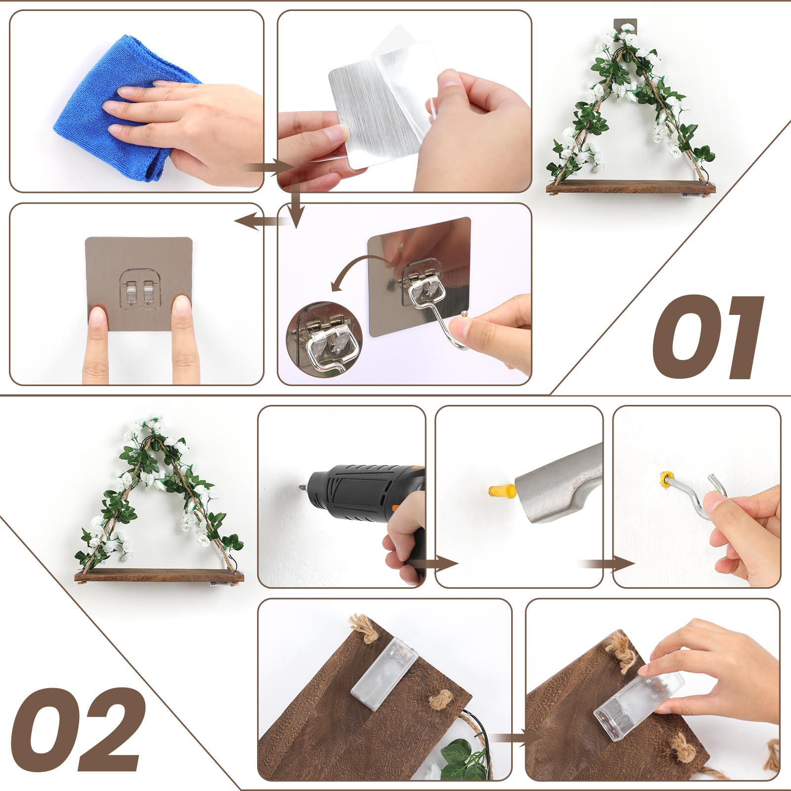 JOPSTDI included mounting hardware and non-drill hooks for easy installation benefit