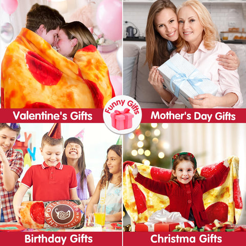 Jorbest pizza blanket draped on sofa showing comfort and fun appeal