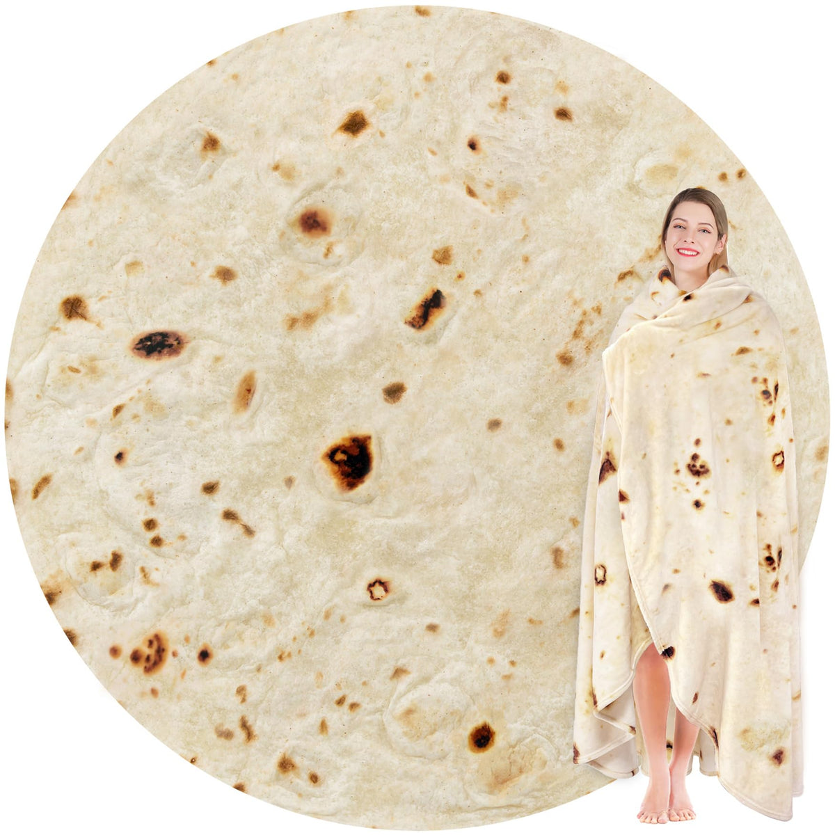 Jorbest tortilla blanket front view showing realistic print and full coverage