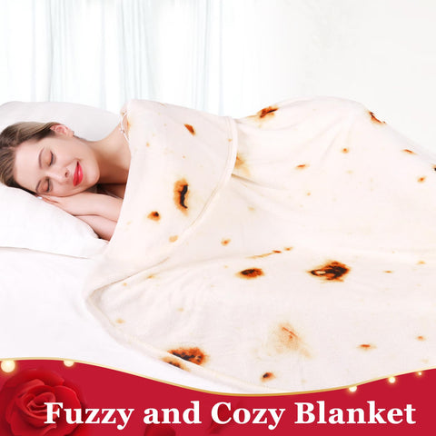 Jorbest tortilla blanket gift-wrapped in living room offering playful present