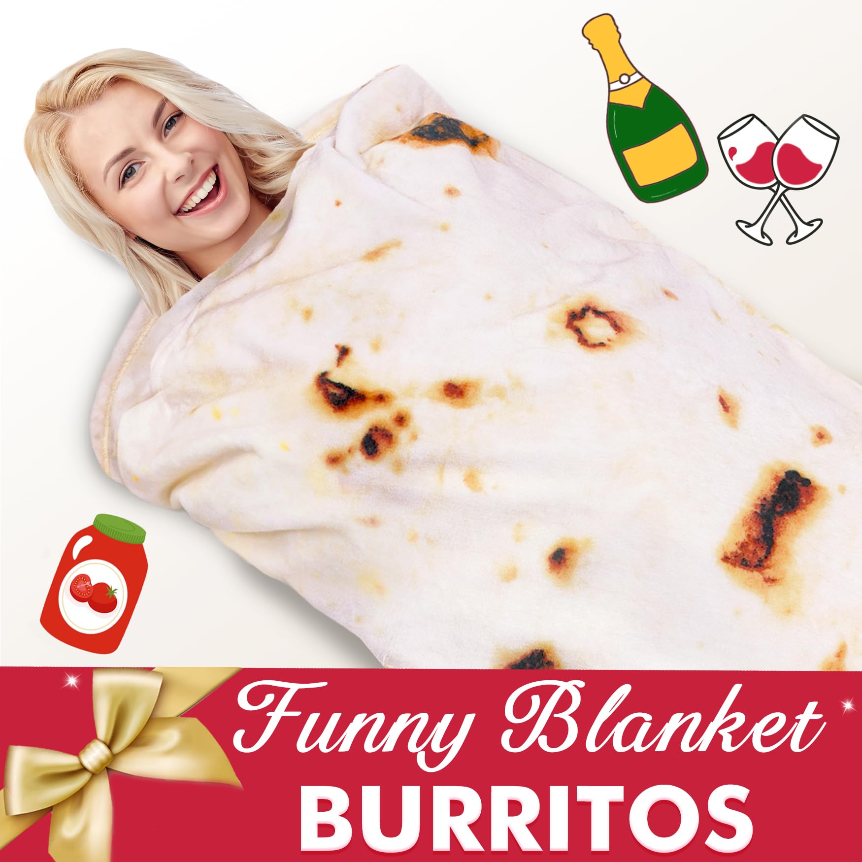 Jorbest tortilla blanket next to chair showing 80 inch diameter scale