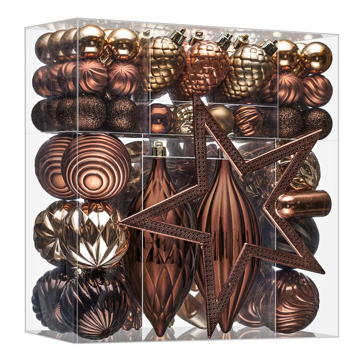 JORNOY front packaging of brown ornament set showing complete quantity and benefit