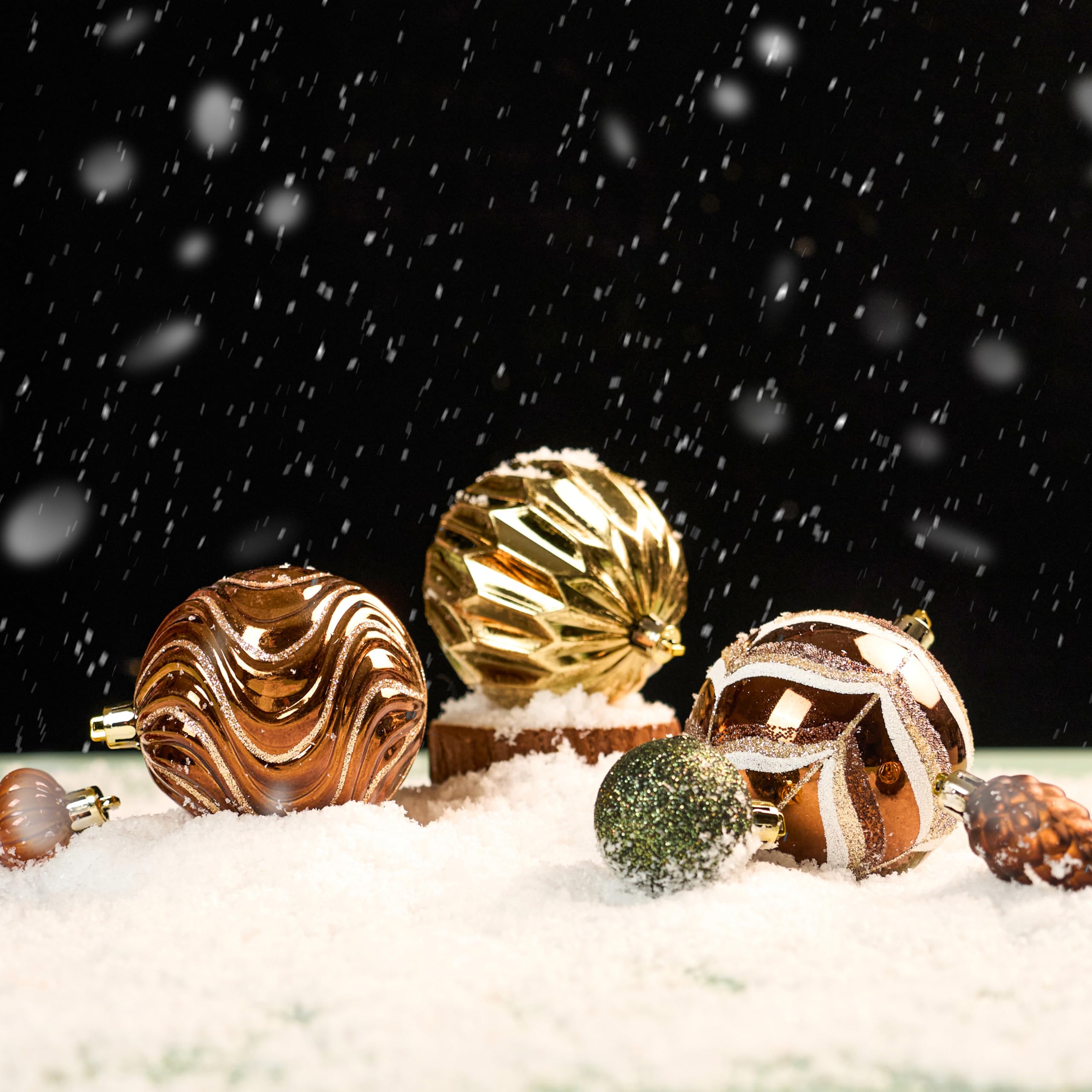 JORNOY ornaments hung on tree creating warm earth tone ambiance