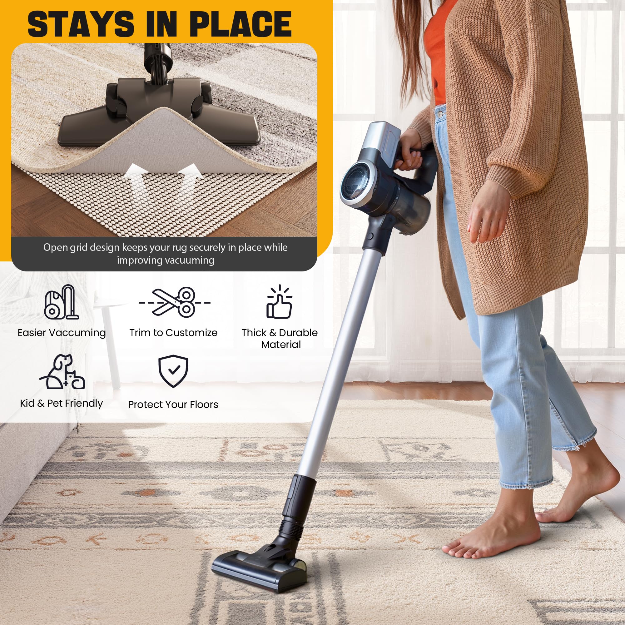 Jorvila pad beside hardwood showing floor protection advantage