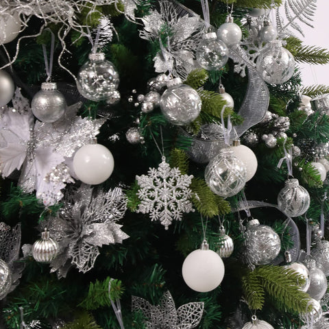 Jorysics styled holiday mantel with clustered baubles and centerpiece, creating a cohesive festive display