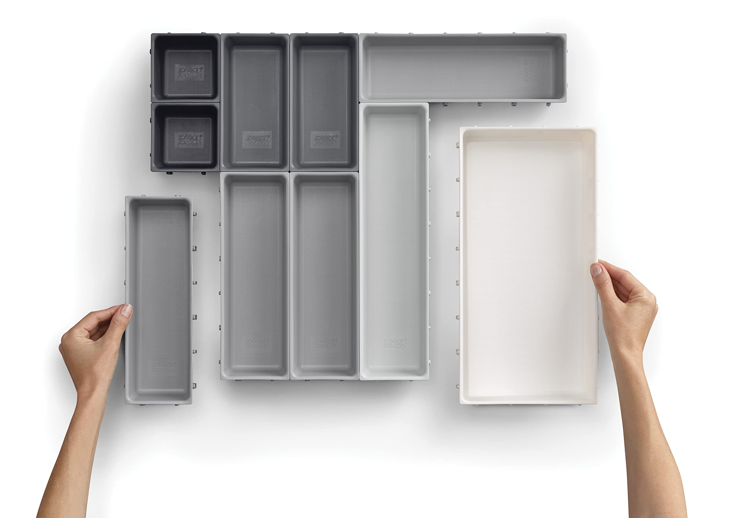Joseph Joseph trays filled with cutlery and tools showing efficient organization benefit
