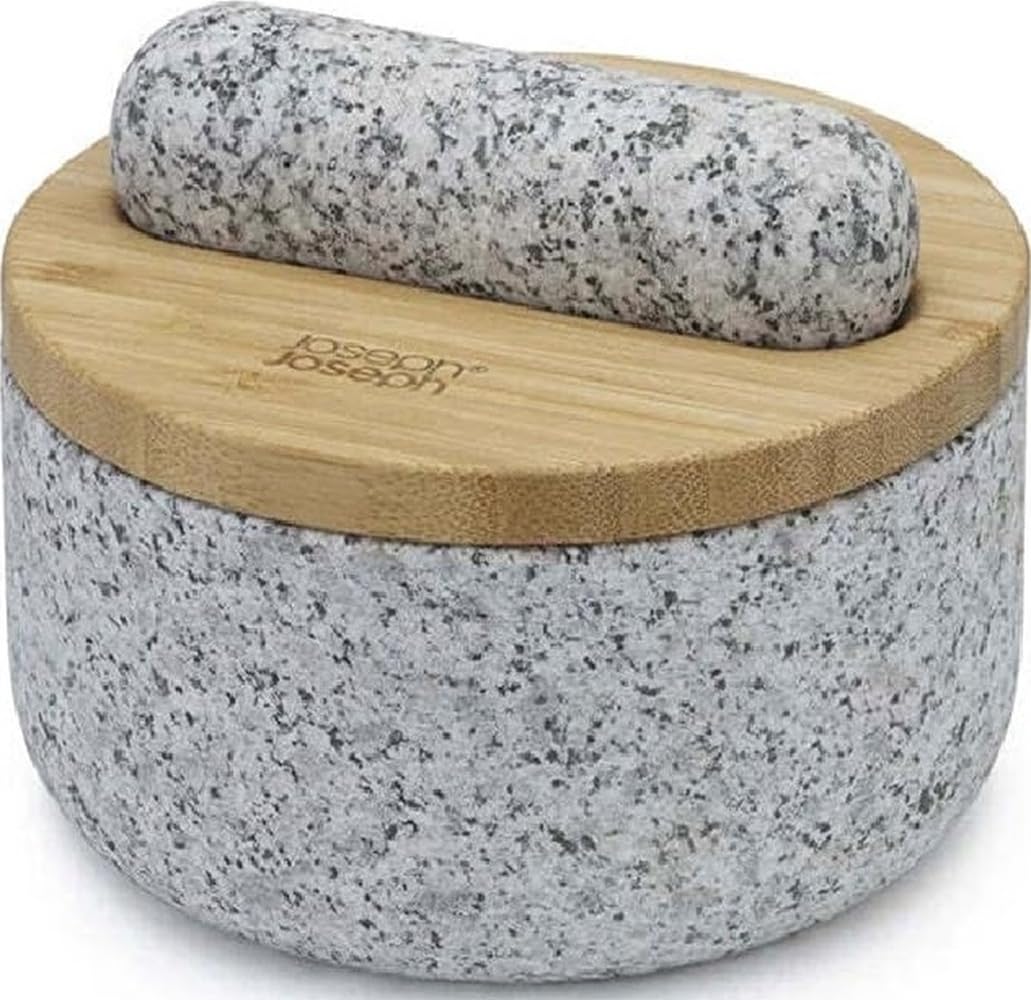 Joseph Joseph Dash granite mortar front view, durable grinding benefit