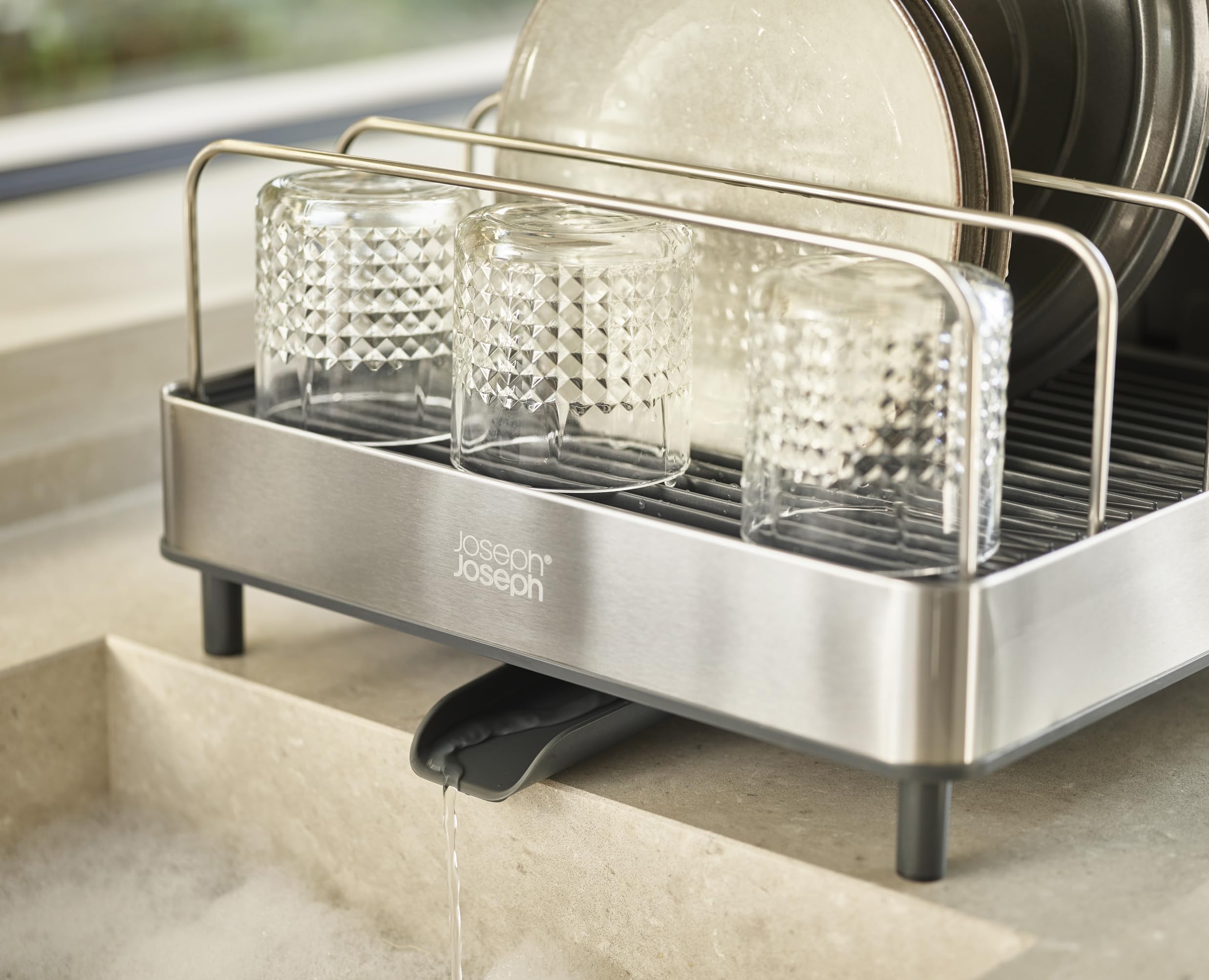 Joseph Joseph stainless-steel finish close-up highlighting fingerprint-proof coating durability