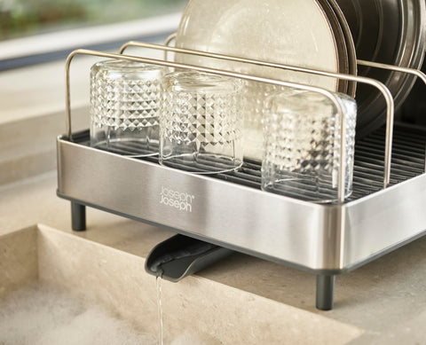 Joseph Joseph stainless-steel finish close-up highlighting fingerprint-proof coating durability