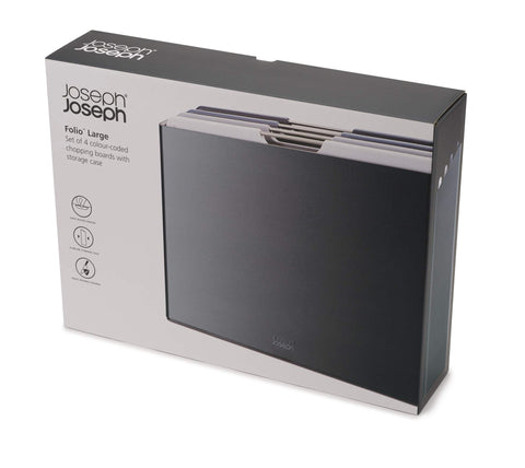 Joseph Joseph open case with colour-coded boards visible for quick selection benefit