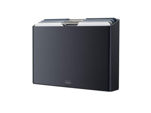 Joseph Joseph front view of graphite Folio case showing organised storage benefit