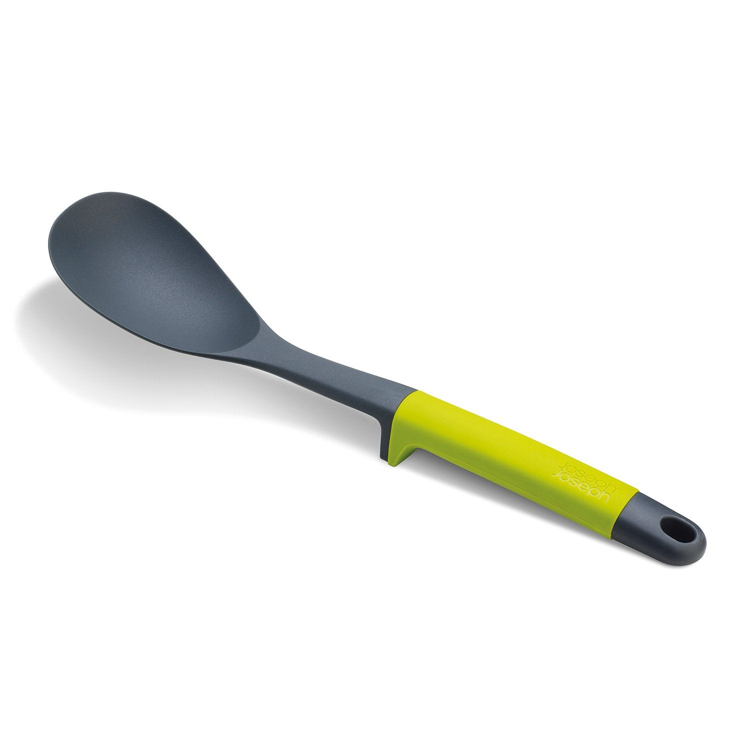 Joseph Joseph heat-resistance label on utensil showing nylon withstands high cooking temperatures