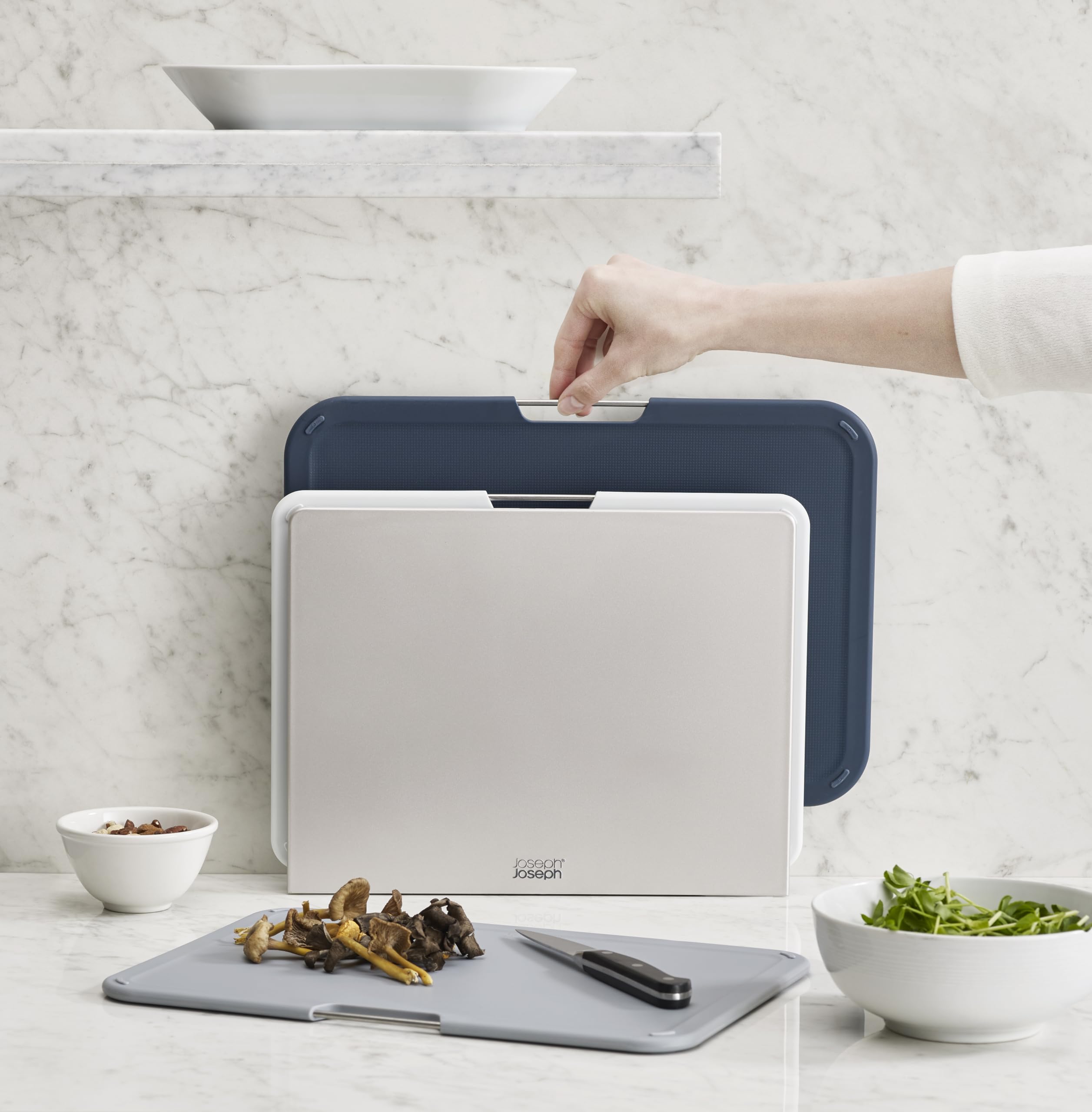 Joseph Joseph lifestyle kitchen prep showing quick-access convenience
