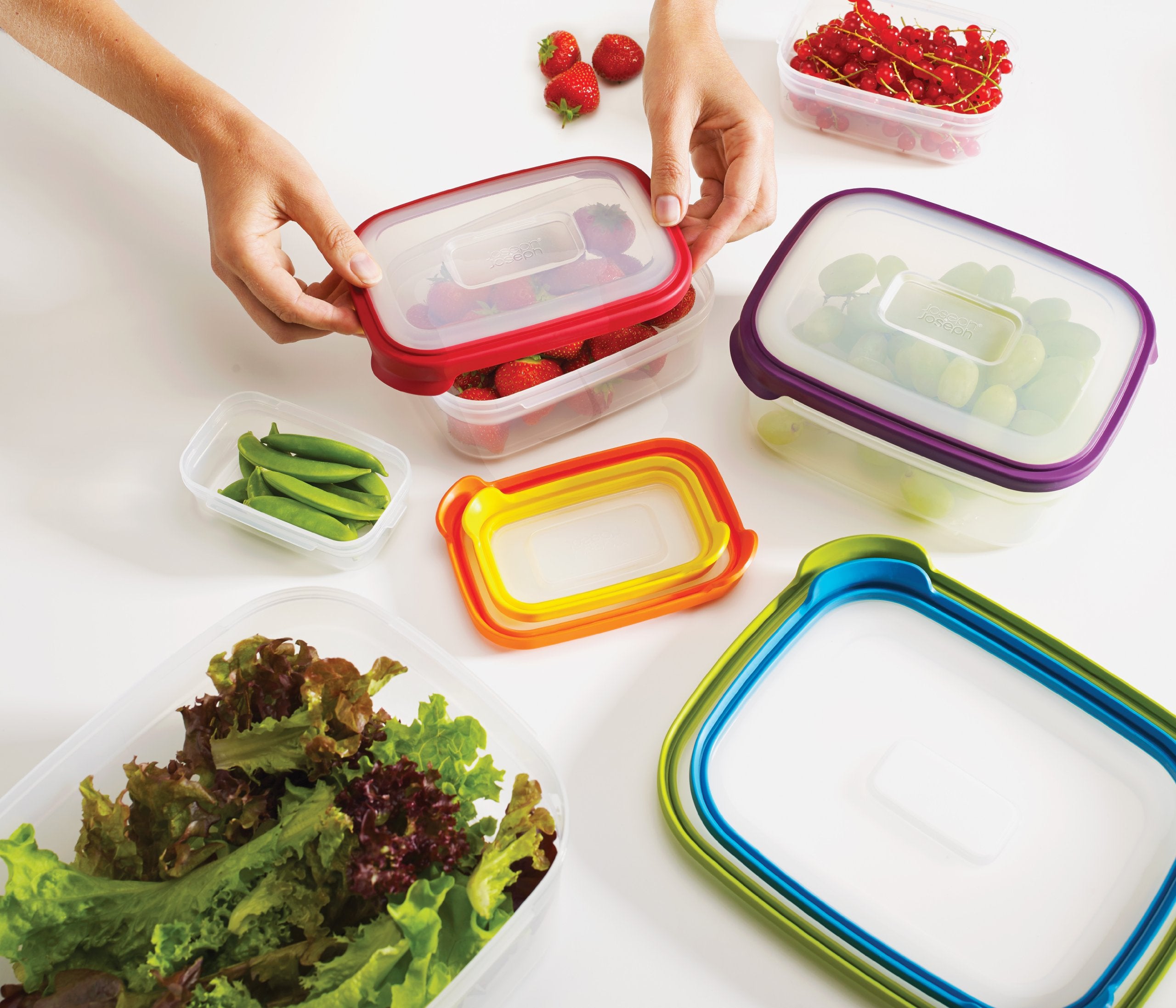 Joseph Joseph containers displayed by size for easy portion selection